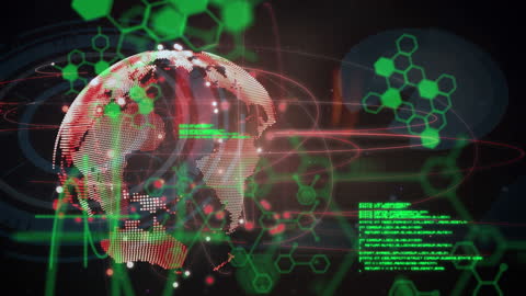 Futuristic Network Connections with Digital Earth and Chemical Formulas