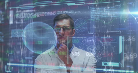 Futuristic Scientist Analyzing Pandemic Data