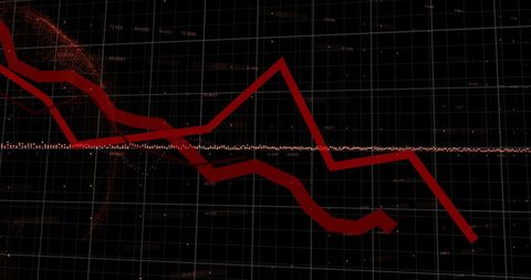 Declining Financial Graph on Dark Screen Amid Data Points - Download Free Stock Images Pikwizard.com