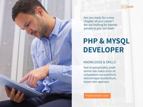 Professional PHP & MySQL Developer Job Advertisement - Download Free Stock Templates Pikwizard.com