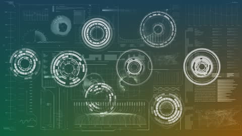 Futuristic Digital Interface with Data Visualization Grids