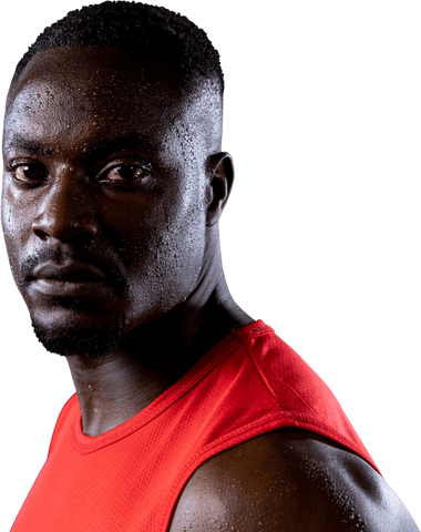 transparent close-up portrait of african american athlete in red vest - Download Free Stock Videos Pikwizard.com