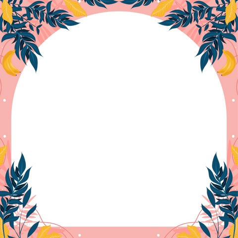 Transparent Botanical Frame with Tropical Leaves and Yellow Bananas