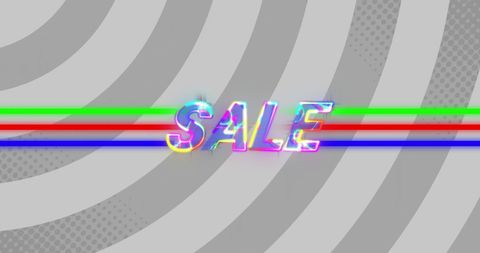 Vibrant Neon Sale Text on Grey Patterned Background
