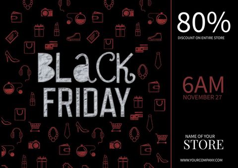 Bold Black Friday Sales Promotion with Shopping Icons - Download Free Stock Templates Pikwizard.com
