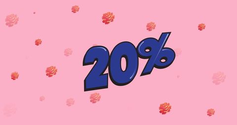 Bold 20% sales discount offer on pink floral background