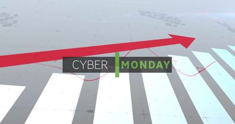 Cyber monday arrow graph visualizing e-commerce growth