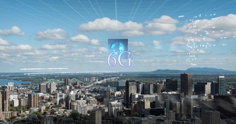 Futuristic Cityscape with 6G Technology Concepts - Download Free Stock Images Pikwizard.com