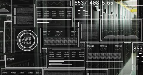 Abstract HUD Interfaces Over Modern Data Center - Download Free Stock Images Pikwizard.com
