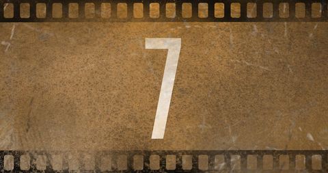 Vintage Film Countdown with Number Seven