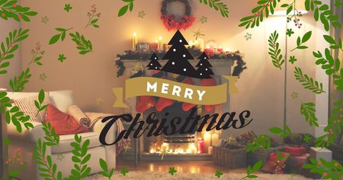 Festive Christmas Greeting in Decorative Living Room