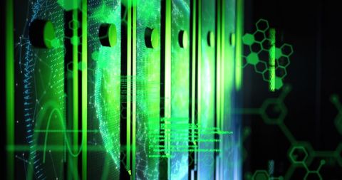 Futuristic Digital Network with Data Servers and Hexagonal Patterns - Download Free Stock Images Pikwizard.com