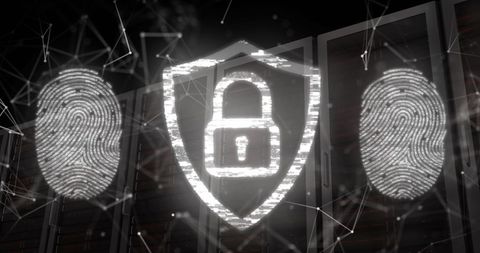 Biometric Security Innovation with Padlock Over Data Servers - Download Free Stock Images Pikwizard.com