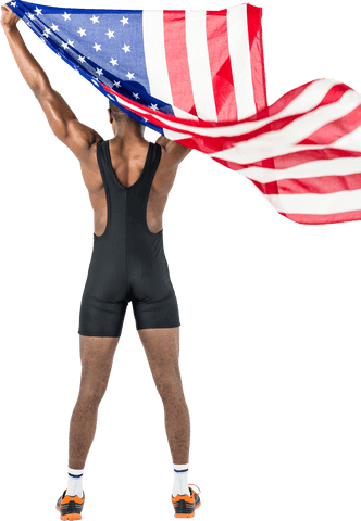 Athlete Holding American Flag in Transparent Background