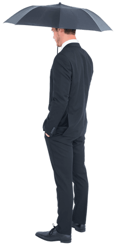 Transparent Businessman Holding Umbrella making Rainy Preparedness