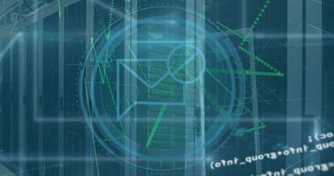 translucent envelope overlaid on data center, symbolizing connectivity - Download Free Stock Images Pikwizard.com