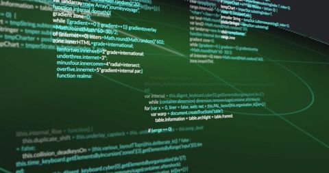 Neon Green Code Stream with Curved Data Arcs and Glowing Nodes for Futuristic Tech