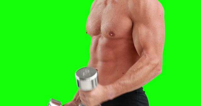 Fit Man Exercising with Dumbbells Isolated on Green Screen - Download Free Stock Images Pikwizard.com