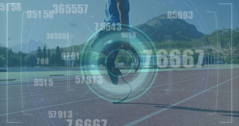 Disabled Athlete with Blades on Track and Digital Interface Overlay - Download Free Stock Images Pikwizard.com