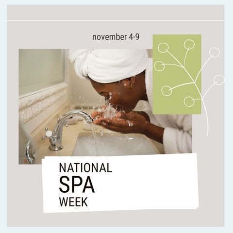 young woman enjoying relaxing face cleanse for national spa week - Download Free Stock Templates Pikwizard.com