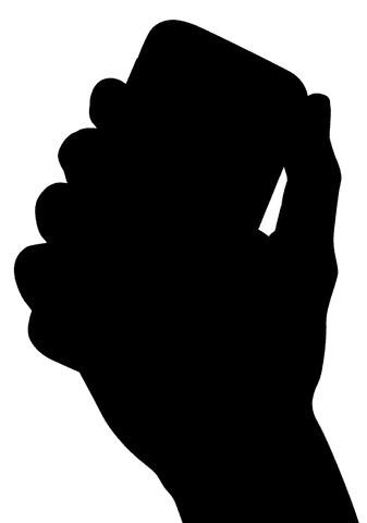 Transparent silhouette digital hand holding smartphone