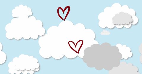 Heart Shapes Among White Clouds on Light Blue Background - Download Free Stock Images Pikwizard.com