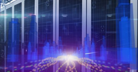 Digital 3D City Overlaid on Data Center Concept Background - Download Free Stock Images Pikwizard.com
