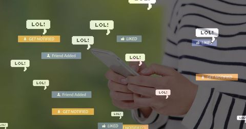 Person Interacting with Social Media Notifications Overlay - Download Free Stock Images Pikwizard.com