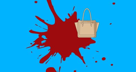 Stylish Handbag Icon Over Bold Red Splash on Blue Background