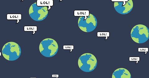 Seamless pattern with laughing globes on navy background