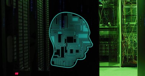 AI Technology with Digital Circuit Silhouette in Server Room - Download Free Stock Images Pikwizard.com
