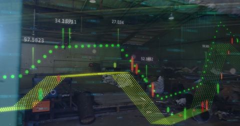 Financial Data Overlays Industrial Factory Scene