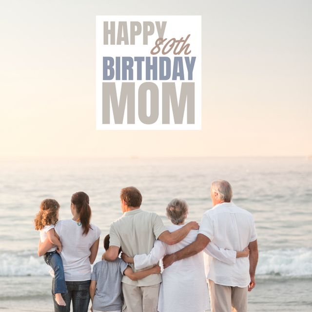 Family Celebrating 80th Birthday at Beach - Download Free Stock Templates Pikwizard.com