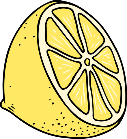 Halved lemon digital art on transparent background