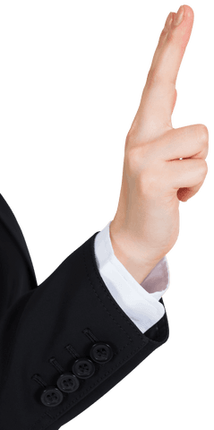Transparent Businesswoman Hand with Raised Fingers Gesture