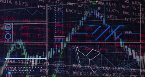 Complex Data Visualizations on Digital Interface Background
