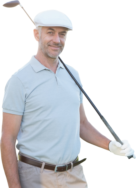 Happy Caucasian Male Golf Player on Transparent Background Ready to Swing - Download Free Stock Videos Pikwizard.com