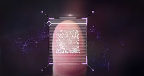Futuristic Virtual Fingerprint Scanner with Circuit Board Overlay - Download Free Stock Images Pikwizard.com