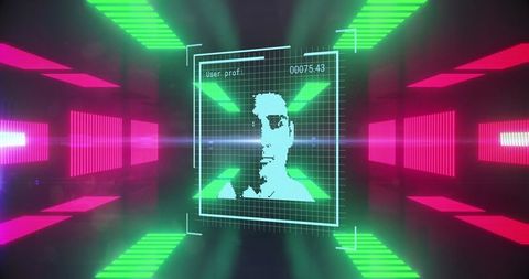 digital interface with neon shapes and user profile interface - Download Free Stock Images Pikwizard.com