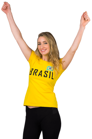 Transparent Excited Football Fan Celebrating in Brazil T-shirt
