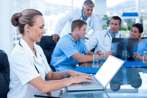 Transparent Smiling Doctor Typing with Medical Team Collaboration - Download Free Stock Videos Pikwizard.com