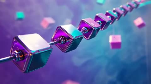 Metal Chains Transitioning Out of Focus in Neon Glow Art