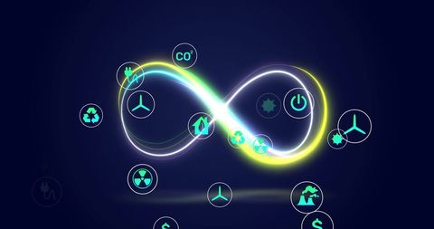 Infinity Loop with Renewable Energy and Eco Symbols