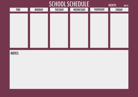 Empty School Schedule Template on Maroon Background - Download Free Stock Templates Pikwizard.com