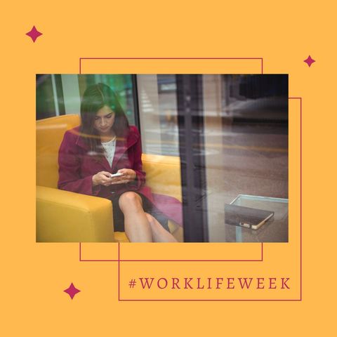 businesswoman balancing work and life while using smartphone - Download Free Stock Templates Pikwizard.com