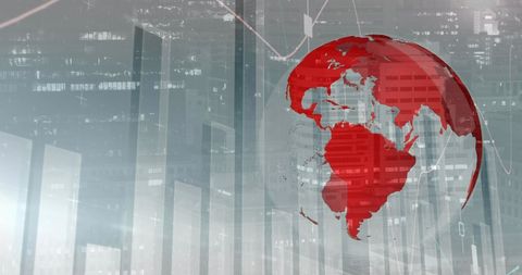 Futuristic Earth Globe Overlaying Cityscape with Digital Data - Download Free Stock Images Pikwizard.com