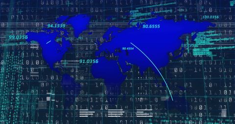 Global Data Exchange with Digital Interface Over World Map - Download Free Stock Images Pikwizard.com