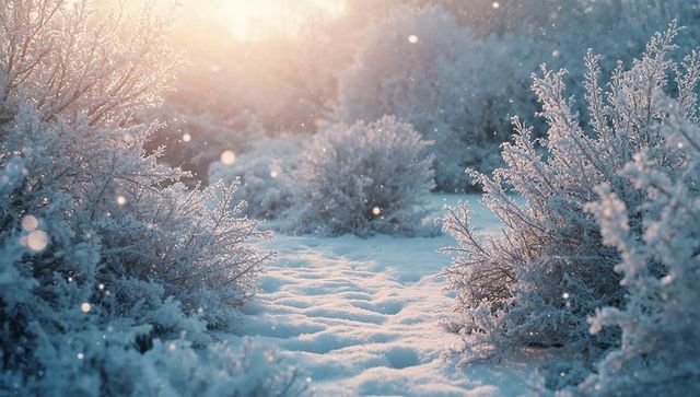 Serene snowy path in enchanted winter forest