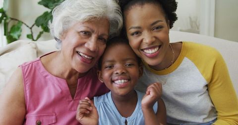 Happy Multigenerational African American Family Smiling at Home