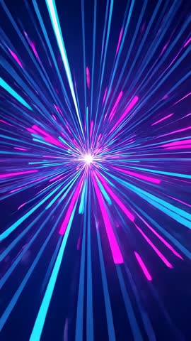 Pulsing Neon Core Radiating Cyan and Magenta Streaks in Vertical Futuristic Tunnel
